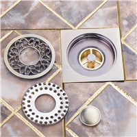 Retro Square Floor Drain Bathroom Rose Antique Brass Grate Floor Register Waste Drain 4&amp;amp;quot; x 4&amp;amp;quot; 5351A Flower Art Floor Drain