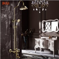 Good Quality Solid Brass Luxury Rainfall Golden Shower Bath Set Faucets Wall Mounted Shower Mixer Faucets B-8011L
