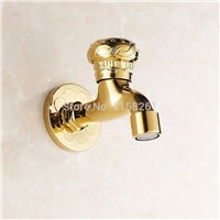 Bidcock Faucet Brass Luxury Gold Dragon Bathroom Washing Machine Faucet Wall Mount Small Water Tap Toilet Pool Garden Tap 9666K