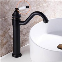 Basin Faucets Classic Black Antique Brass Bathroom Faucet Single Handle High Arch Swivel Spout Deck Sink Mixer Water Taps 6633R