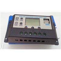 High quality solar energy charger controller 12V 24V 10A LCD display Automatic identify the solar plate voltage 2 USB port