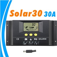 PWM Controller Solar 30A 12V 24V Auto LCD Display for Max 360w and 720w Panel Solar with Temp Senor Light and Timer Control