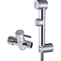 Brass 7/8 T-adapter Handheld Bidet Toilet Shattaf Kit with Wall Bracket and 1.5m Stainless Steel Hose set