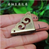 31*31*41MM 50pcs jewelry gift box brass corners antique furniture wooden box side copper corners notebook edge Protector angle