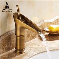 Basin Faucets Modern Antique Brass Faucets Mixer Taps Waterfall Spout Water Tap Bathroom Sink Faucet Gold Bath Crane 6088F