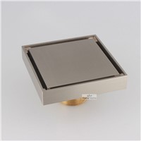 brushed nickel solid brass square anti-odor floor drain bathroom hardware invisible shower floor drain