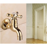 fashion high quality Luxury wall mounted gold finished bibcocks Garden faucet bathroom washing machine tap faucet mixer