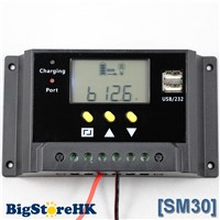 30A PWM Solar Charger Controller Dual 5V USB 12V 24V Auto Work Solar Panel Battery  Light and Timer Control