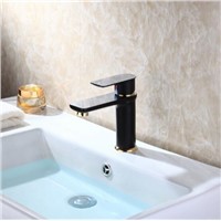 new arrival high quality brass material single lever black and gold plating  bathroom high sink tap basin faucet