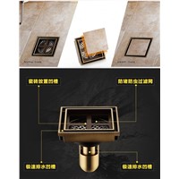 4 inch  Insert tile  Invisible Solid brass waste floor drain,100*100mm bathroom shower square floor waste drain