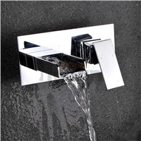 Bathroom brass wall mounted waterfall basin faucet high quality chrome single handle single hole bathroom faucet water mixer