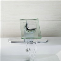 Best Square LED Light Waterfall Bathroom Chrome+Cover Plate 8001-25724 Deck Mount Wash Basin Torneira Sink Tap Mixer Faucet