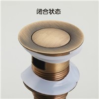 Drains Antique Brass Pop Up Sink Drain Stopper Without Overflow Bathroom Lavatory Faucet Pop-up Drain With Overflow ZLY-6910