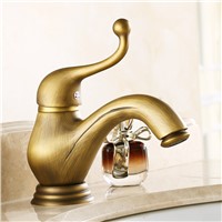 Basin Faucets Classic Antique Brass Bathroom Sink Faucet Single Handle Hole Deck Mount Hot Cold Water Mixer Tap WC Taps 1025C