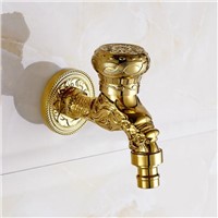 Bibcocks Golden Wall Mounted Brass Taps Garden Washing Machine Faucet Pool Sink Tap Outdoor Bathroom Faucets GYD-2709F