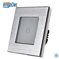 EU/UK standard ,1gang 1way touch screen dimmer light switch 700W ,silver aluminum and glass panel touch switch ,Hot sale