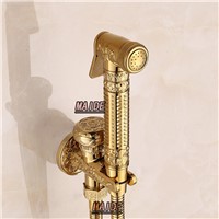 Toilet Gold Hand held Diaper Bidet Sprayer Shower Shattaf Spray Douche kit Jet &amp;amp;amp; Copper Golden Holder &amp;amp;amp; 1.5m Hose