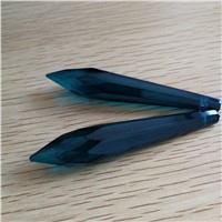 76mm 100 units peacock Blue  crystals glass icicle multifaceted U drop hanging chandelier ornament prism pendant