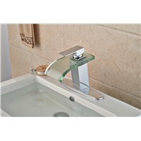 LED Glass Bathroom Basin Faucet Face Mixer Tap W/ 8&amp;amp;quot; Plate 3 Holes Vessel Tap
