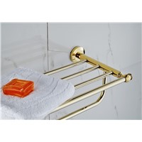 Bathroom Accessory Polished Golden Brass Wall Mounted Bathroom Double Towel Bar Towel Rack Towel Rails