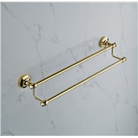 European classical Roman style Gold-plated bathroom hardware accessories copper towel hanging single towel rack gold towel rack