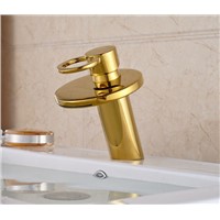 Gold Brass Batrhroom Sink Basin Faucet  Mixer Tap Single Handle  Deck Mounted