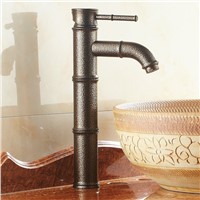 Roman bronze bamboo tall thin  single handle  basin sink  deck mounted antique faucet  RB1040