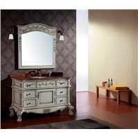 2015 new design solid wood bathroom vanity cabinet with marble top