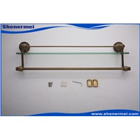 Single Glass Shelf Brass Made Base Towel Shelf Double Layer Towel Rack for Bathroom Accessories