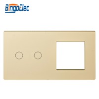 Toughened Glass touch switch panel and socket frame, 2gang touch panel and socket frame,Hot sale