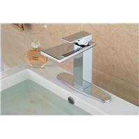 Single Lever Chrome Deck Mount Bathroom Sink Faucet One Hole Basin Mixer Tap With Hole Cover