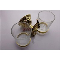 PVD-Ti Golden brass gold double tumbler holder cup&amp;amp;amp;tumbler holders tumbler toothbrush holder bathroom accessory