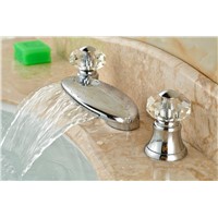 Crystal Handles Round Waterfall Bathroom Basin Faucet For 8&amp;amp;quot; Sink Vanity Mixer