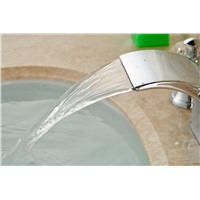 Luxury Crystal Handles Widespread Bathroom Basin Faucet Waterfall Sink Mixer Tap