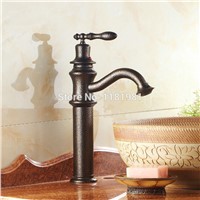 Hot Sell Antique Brass Bathroom Basin  Swivel Spout Vanity Sink Deck Mounted  Mixer Tap 99879G