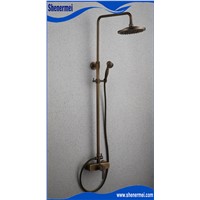 Single Handle Bath Faucet With Shower Set Raining Shower Head for Bathroom Antique Brass