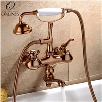German online European antique full copper rose gold bathtub faucet hot and cold shower faucet