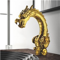 Basin Faucets Brass Gold Dragon Shape Bathroom Sink Faucet Double Handle Deck Countertop Hotel Luxury Mixer Water Tap LC-69D3-A