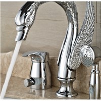 Finish Bathroom Faucet 3PCS W/Hand Shower Shaper Hot&amp;amp;amp;Cold Tub Tap