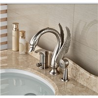 Brushed Nickle Bathroom Faucet 3PCS W/Hand Shower Faucet Hot&amp;amp;amp;Cold Tap