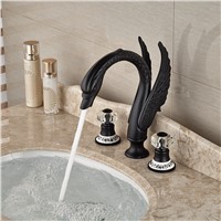 Wholesale And Retail Promotion Ceramic Crystal Handles Bathroom Faucet Swan Spout Mixer Tap Oil Rubbed Bronze