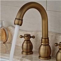 Wholesale And Retail Brand NEW Antique Brass Bathroom Sink Faucet Cross Handles Tall Spout Vanity Sink Mixer Tap