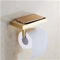 Bathroom Wall-Mount Tissue Holder/ Toilet Paper Holder, Golden Brass For Mobile phone holder  08-029-2