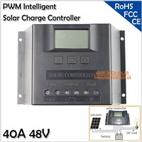 48V Solar Controller, 40A PWM Solar Regulator, Intelligent Solar Charge Controller with LED Display, 40A Solar Controller,CE FCC