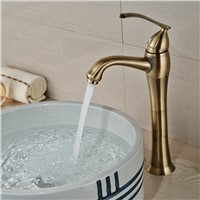 Wholesale And Retail Luxury Antique Bronze Bathroom Basin Faucet Tall Vanity Sink Mixer Tap Single Handle Hole Hot and Cold