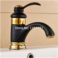 Classical New Arrival Brass Bathroom Basin Sink Mixer Black With Gold Tap Faucet B3201