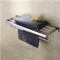 24&amp;amp;quot; Polished Stainless Steel Bathroom Lavatory Double Bathroom Shelf Towel Rack Wall Mount