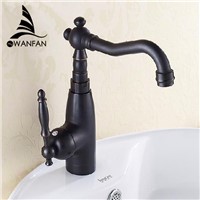 Basin Faucets Black Antique Brass Retro Bathroom Sink Faucet Single Lever Tall Rotate Spout Bath Deck Hot Cold Mixer Tap AST1306