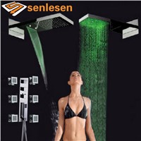Wholesale And Retail New LED Color Changing Thermostatic Shower Faucet Hand Shower Mixer W/ Body Jets