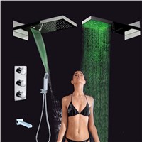 Wholesale And Retail Polished Chrome LED Thermostatic Shower Faucet Handheld Shower Bathtub Mixer Tap